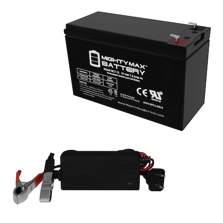 12V 7.2AH SLA Replacement Battery for TrippLite InternetOffice500 + 12V 1Amp Charger